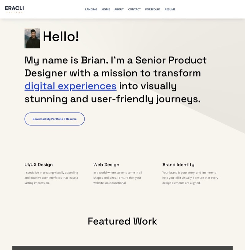 Eracli-Website-Demo: Produktdesign